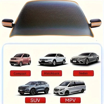 Housse de neige pour pare-brise de voiture à sangle magnétique et fixe – Protecteur de pare-brise toutes saisons en tissu Oxford robuste avec protection UV/soleil