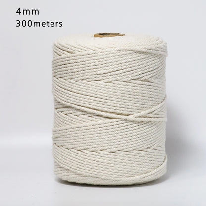 Cordon de macramé en coton 100% naturel, 4mm, cordon artisanal pour bricolage, cintres pour plantes à tricoter, décoration de noël et de mariage, Beige