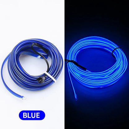 Bande Lumineuse LED Flexible de 5m, Tube de Lumière Froide EL avec USB, Lampe d'Ambiance de Décoration Automobile