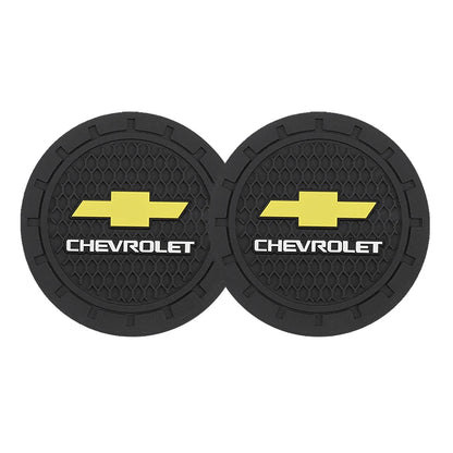 Tapis de tasse d'eau de voiture, 2 pièces, dessous de verre Anti-bruit en caoutchouc pour Chevrolet Spark Captiva Cruze Malibu Equinox Trax Camaro Blazer Traverse