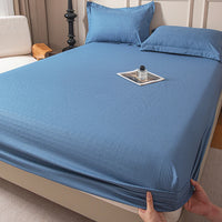 Drap-housse avec bande élastique, couleur unie, housse de matelas douce pour lit simple, double, king, queen, 90/120/140/150/160/180x200cm