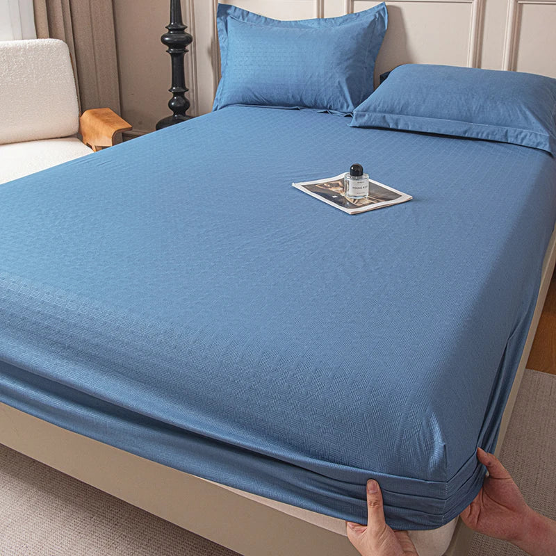 Drap-housse avec bande élastique, couleur unie, housse de matelas douce pour lit simple, double, king, queen, 90/120/140/150/160/180x200cm