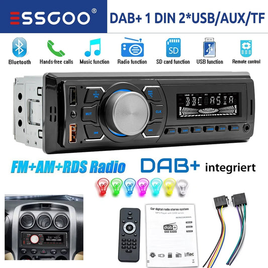ESSGOO 1 DIN DAB + autoradio universelle RDS AM FM Double USB Bluetooth Freisprecheinrichtung SD AUX IN TF avec télécommande