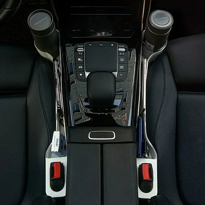 Organisateur de remplissage d'espace de siège de voiture, 2 pièces, mise à niveau du remplissage d'espace de siège latéral de voiture avec porte-gobelet et support pour téléphone, organisateur d'espace de siège de voi