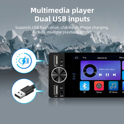Autoradio Audio 1Din universel 6.36 pouces lecteur vidéo multimédia de voiture IPS HD écran USB/type-c Charge prise en charge BT FM USB AUX Cam
