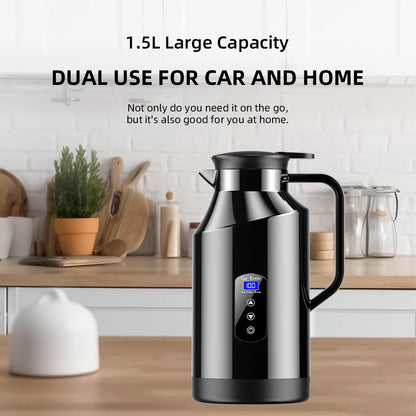 Bouilloire électrique 12v 24v montée sur voiture, pour camions, grande capacité de 1500ML, isolée, eau bouillante, café, nouilles instantanées