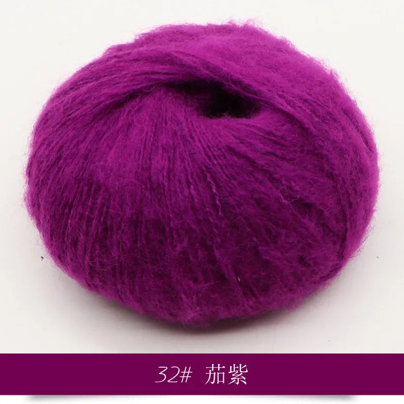 Fil Mohair tricoté à la main, 25g, 1 pièce, ligne de laine chaude au Crochet, pull shwal, écharpe