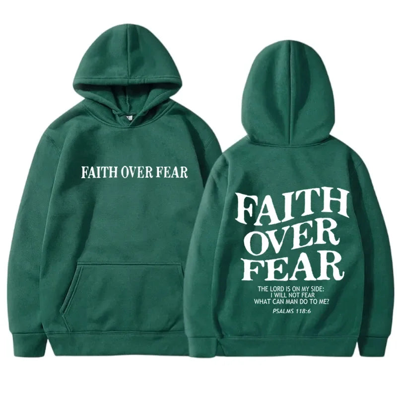FAITH OVER FEAR sweat à capuche imprimé pour hommes femmes décontracté à manches longues sweats à capuche Hip Hop Harajuku sweat à capuche Y2k hommes hauts à capuche