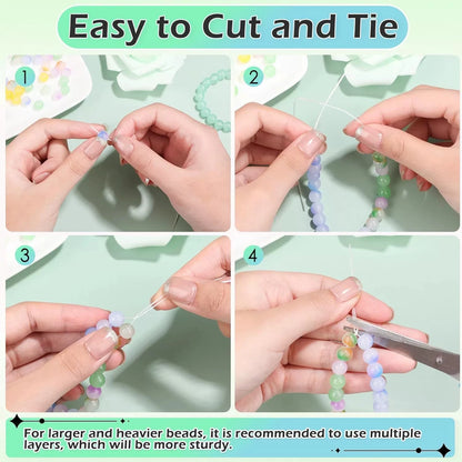 Cordon de Bracelet élastique Transparent, 2 pièces, pour la fabrication de bijoux et de colliers, pour fil à coudre