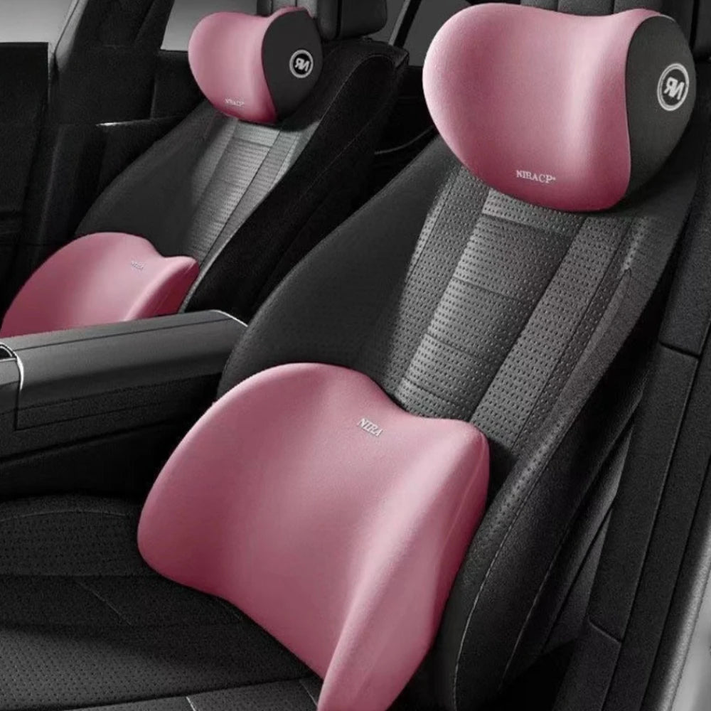 Car Headrest Pillow and Lumbar Support Set Memory Foam Neck Pillow & Back Cushion for Long Drive Pain Relief Car Seat Comfort