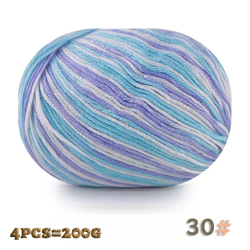 200 g 6 brins de boules de fil doux tricotées faites à la main d'épaisseur moyenne pour la fabrication de pulls, chapeaux, foulards, gants, chaussures en fil, boules de fil doux, 1 pièce = 4 boules = 200 grammes