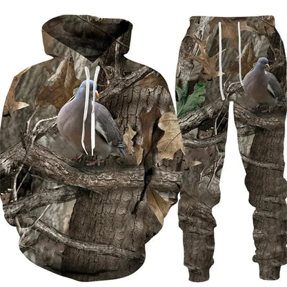 Camouflage plante chasse animale impression 3D sweats à capuche pantalons ensembles hommes sweats pantalons de survêtement deux pièces costumes survêtement hommes vêtements