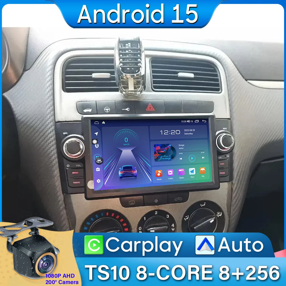Pour Fiat Grande Punto Linea 2007-2012 autoradio Navigation GPS Android Auto stéréo écran vidéo Carplay vidéo 2K No 2din