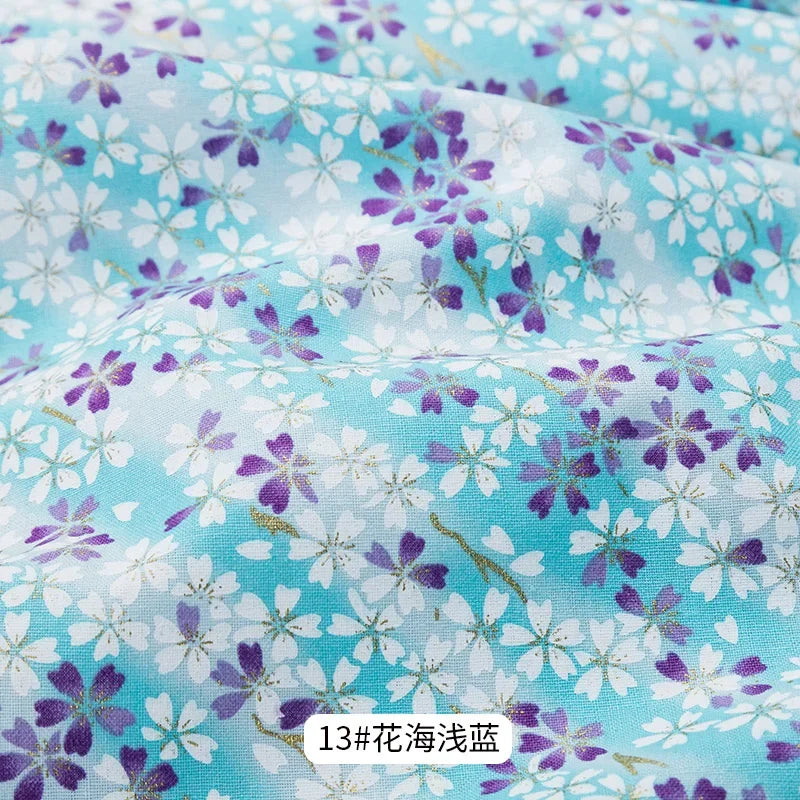 Tissu bronzé Kimono japonais 50x145cm, tissu en coton imprimé fleurs de cerisier Sushi, matériaux de bricolage, accessoires de Patchwork pour la couture