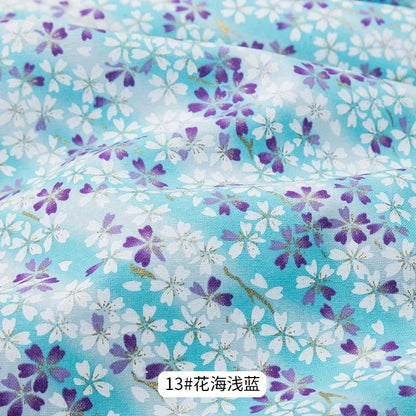 Tissu bronzé Kimono japonais 50x145cm, tissu en coton imprimé fleurs de cerisier Sushi, matériaux de bricolage, accessoires de Patchwork pour la couture