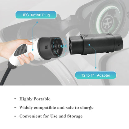 Adaptateur SAE IEC 62196 2 à J1772 Type 1, Station de Charge pour Voitures Électriques, Chargeur de Véhicule EV, Connecteur Latéral
