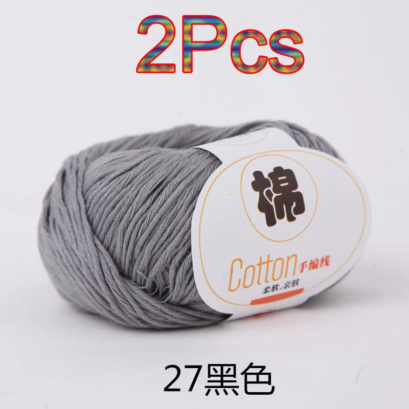 Fil à tricoter doux 100% coton, 2 pièces, fil au Crochet pour tricot, pull, couverture, gants, chapeau, écharpe, crochet, sac amigurumi, pantoufle