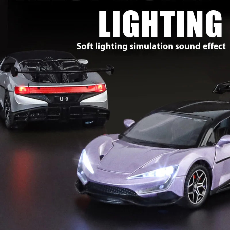 Simulation 1:32 YANGWANG-modèle de voiture en alliage U9, véhicule de jeu cadeau d'anniversaire avec son et lumière voiture jouet pour enfants garçon