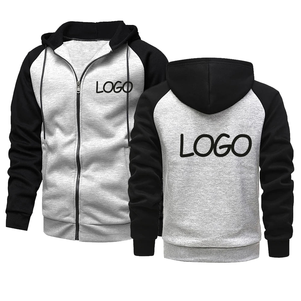 Sweat à capuche décontracté pour hommes et femmes, personnalisé avec votre Logo de marque, hauts contrastés, fermeture éclair, personnalité de rue, cadeaux personnalisés, DIY bricolage