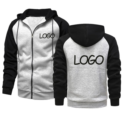 Sweat à capuche décontracté pour hommes et femmes, personnalisé avec votre Logo de marque, hauts contrastés, fermeture éclair, personnalité de rue, cadeaux personnalisés, DIY bricolage