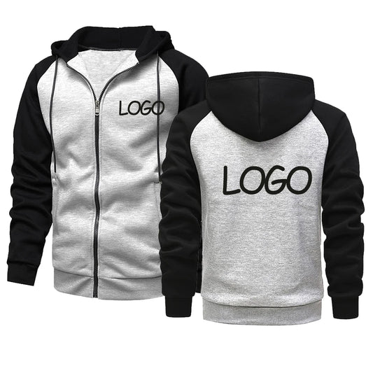 Sweat à capuche décontracté pour hommes et femmes, personnalisé avec votre Logo de marque, hauts contrastés, fermeture éclair, personnalité de rue, cadeaux personnalisés, DIY bricolage