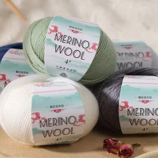 Rouleau de fil de laine mérinos pour bébé, 50 g/rouleau, 130 M/rouleau, bricolage tricoté à la main, écharpe au Crochet, vêtements, chapeaux