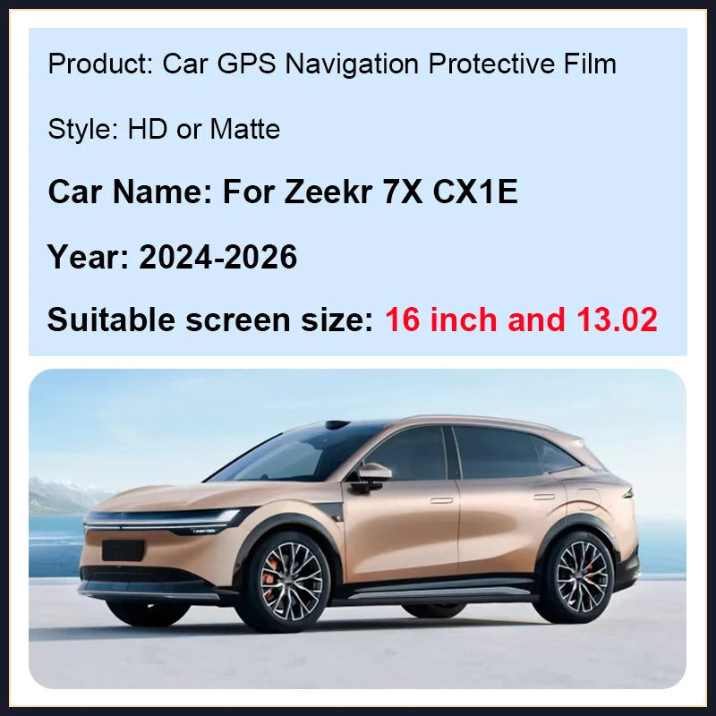 16 et 13.02 pouces pour Zeekr 7X accessoires CX1E 2024 2025 2026 voiture verre trempé GPS écran Film de protection Console centrale