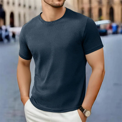 تي شيرت رجالي بأكمام قصيرة، كاجوال، بتصميم عظم الزهرة الجديد، لون سادة، ياقة دائرية، عصري، مسامي، مريح، قميص صيفي متعدد الاستخدامات، 2025