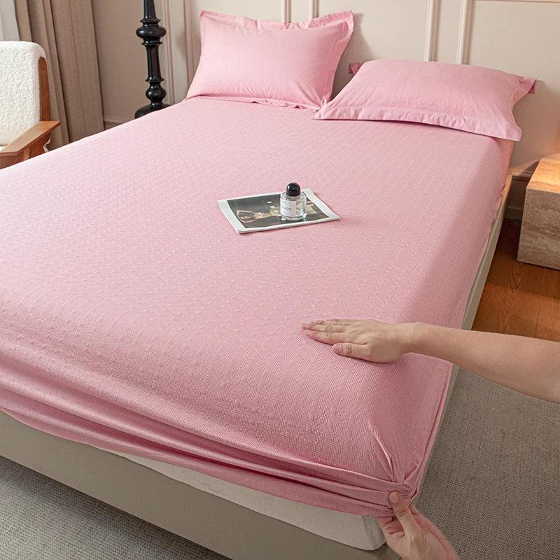 Drap-housse avec bande élastique, couleur unie, housse de matelas douce pour lit simple, double, king, queen, 90/120/140/150/160/180x200cm