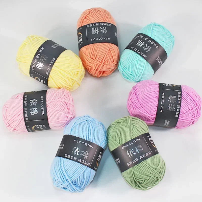 Fil de Lanas teint en coton au lait, 86 couleurs, 4 plis, pour bébé, chapeau, écharpe, pull, poupées, artisanat fait à la main