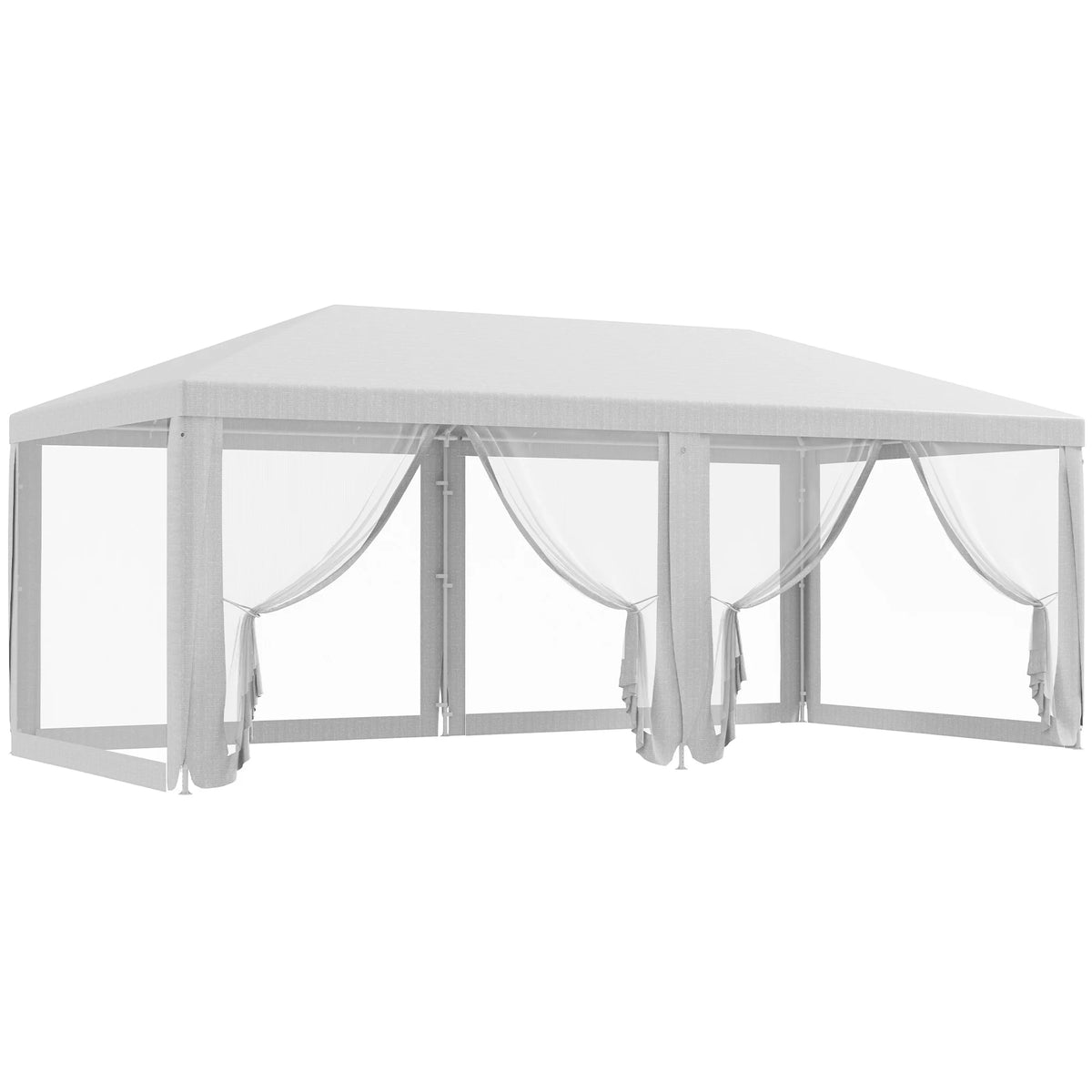 Tente de réception 10x20 pieds pour extérieur, auvent de mariage avec parois latérales amovibles, abri d'ombrage pour événements, barbecues, structure en acier blanc