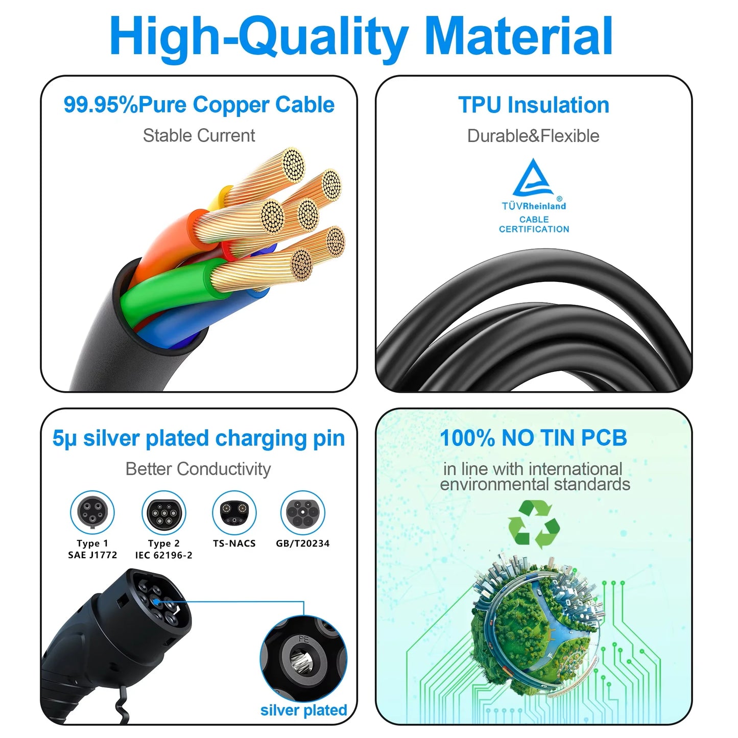 Evsow 7KW 11KW 22KW 32A3P EV chargeur Type2 IEC62196-2 chargeur de voiture électrique avec contrôle APP WIFI ajuster le courant et l'heure du chargeur de réglage