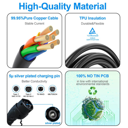 Evsow 7KW 11KW 22KW 32A3P EV chargeur Type2 IEC62196-2 chargeur de voiture électrique avec contrôle APP WIFI ajuster le courant et l'heure du chargeur de réglage