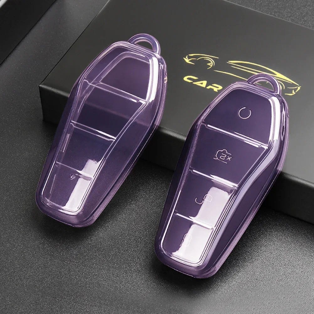 Étui transparent pour clé de voiture en TPU souple, télécommande à 4 boutons, housse de protection, accessoires, BYD Qin Plusdmi Atto 3 Han EV DolDave