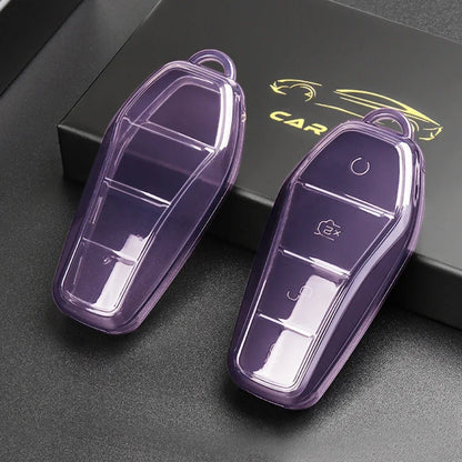 Étui transparent pour clé de voiture en TPU souple, télécommande à 4 boutons, housse de protection, accessoires, BYD Qin Plusdmi Atto 3 Han EV DolDave