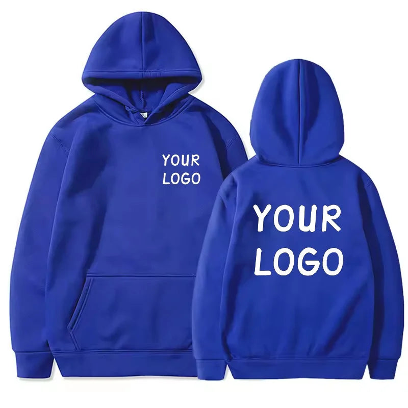 Sweat à capuche décontracté pour hommes et femmes, personnalisé avec votre LOGO, couleur unie, chemise de sport personnalisée de rue, cadeau personnalisé, DIY