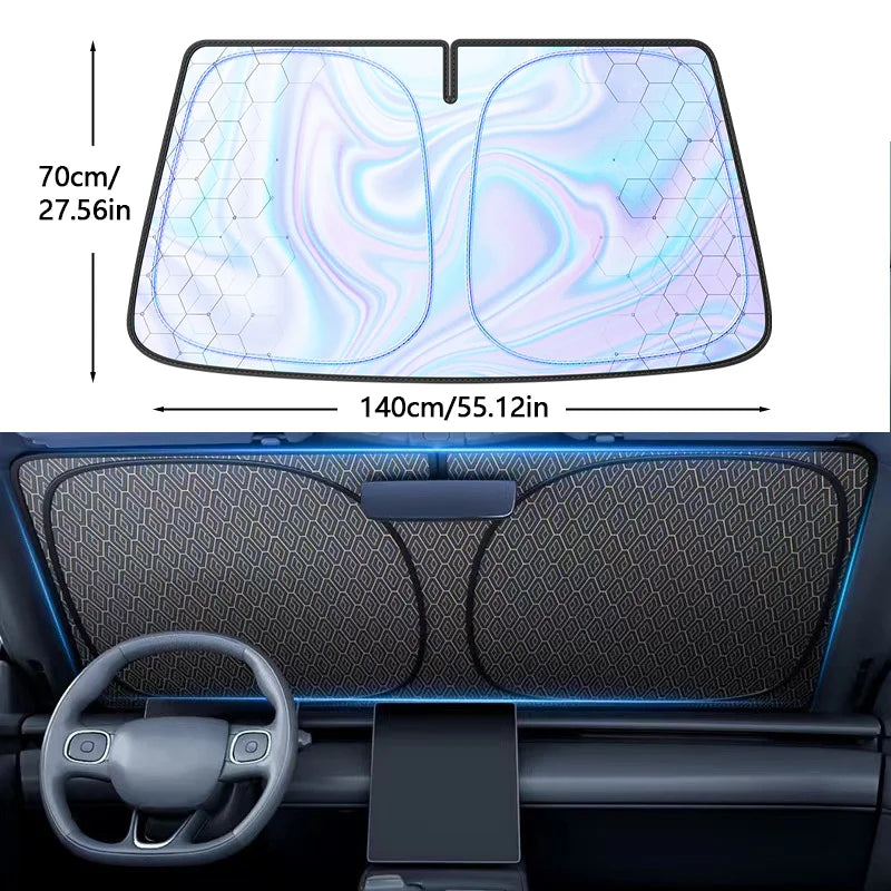 Pare-soleil de pare-brise de voiture, couverture de Parasol avant de voiture pliable, bloc UV thermique, parapluie de fenêtre de voiture, rideaux de Protection automobile, fournitures