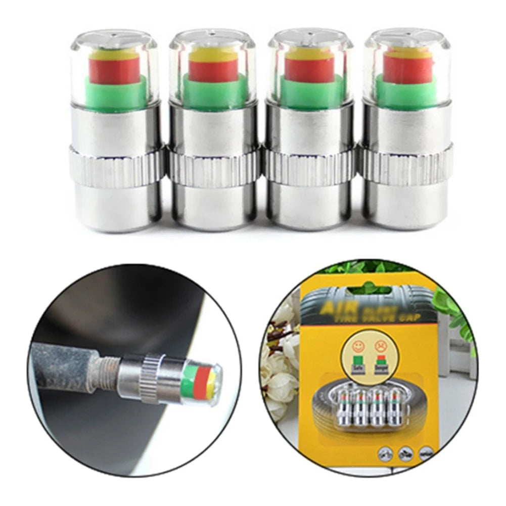 Moniteur de pression des pneus de voiture, capuchon de Valve, outil d'inspection automatique de la pression des pneus, capteur de bouchon de pneu de moto, détection de Valve externe, 4 pièces