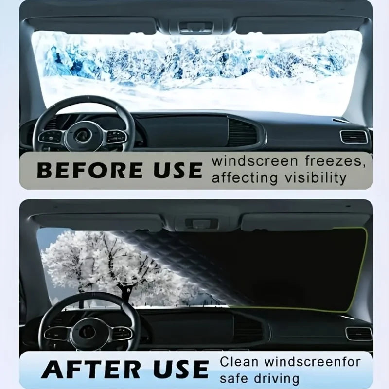 Housse de neige pour pare-brise de voiture à sangle magnétique et fixe – Protecteur de pare-brise toutes saisons en tissu Oxford robuste avec protection UV/soleil