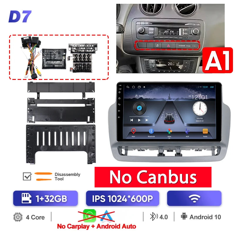 Pour Seat Ibiza 2012 2013 2014 2015 Android Auto Carplay Radio voiture lecteur vidéo multimédia GPS Navigation QLED écran tactile 4G