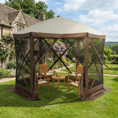 Tente de réception pop-up Garvee 8x8 pieds avec moustiquaire, abri extérieur portable instantané à 6 côtés, imperméable, avec sac de transport, idéale pour le camping, la plage, la terrasse et les fêtes en extérieur