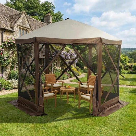 Tente de réception pop-up Garvee 8x8 pieds avec moustiquaire, abri extérieur portable instantané à 6 côtés, imperméable, avec sac de transport, idéale pour le camping, la plage, la terrasse et les fêtes en extérieur
