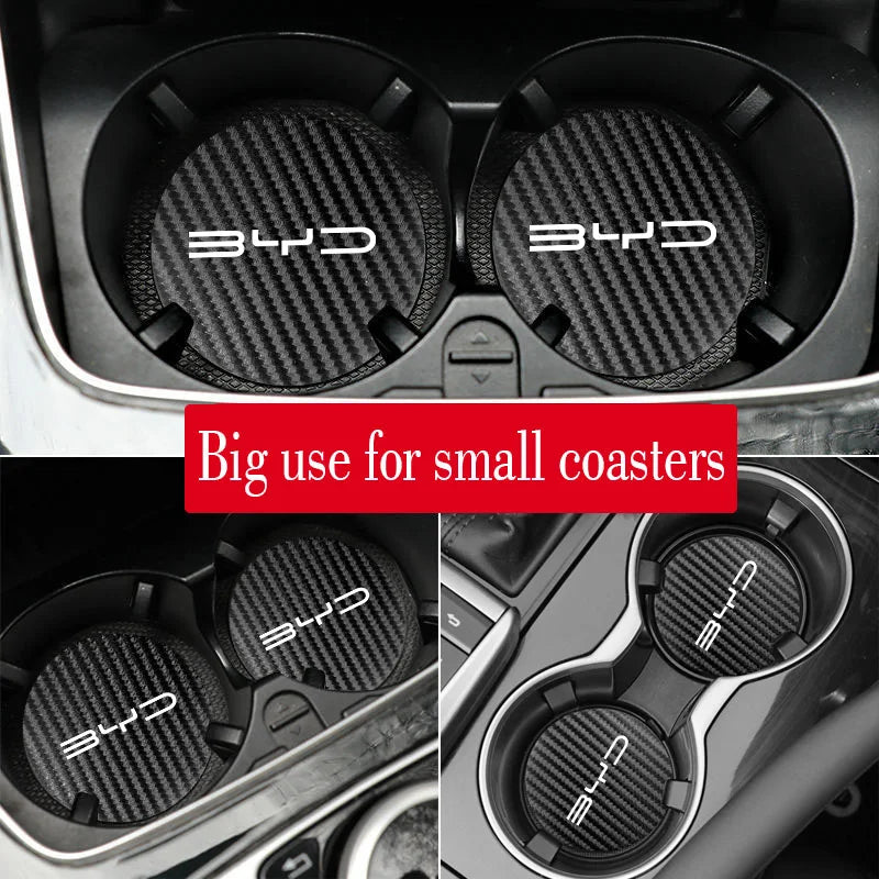 Dessous de verre étanche pour voiture, 2 pièces, tapis de tasse d'eau antidérapant pour BYD Atto 3 Yuan Plus Han Tang EV F3 E6 Dmi Song F0 Qin Pro G3 I3