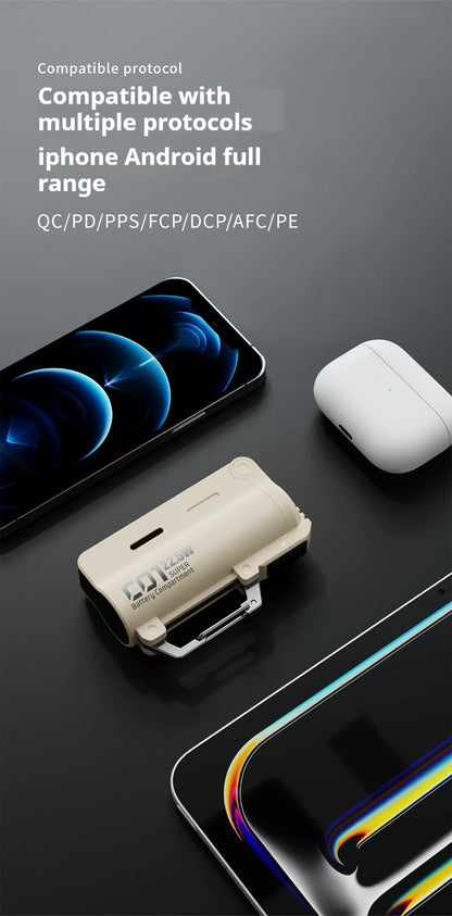 DOKIY 22.5W Super compartiment de batterie 5000/10000/20000mAh batterie externe avec boucle à crochet 21700 Li-ion batterie chargeur Portable