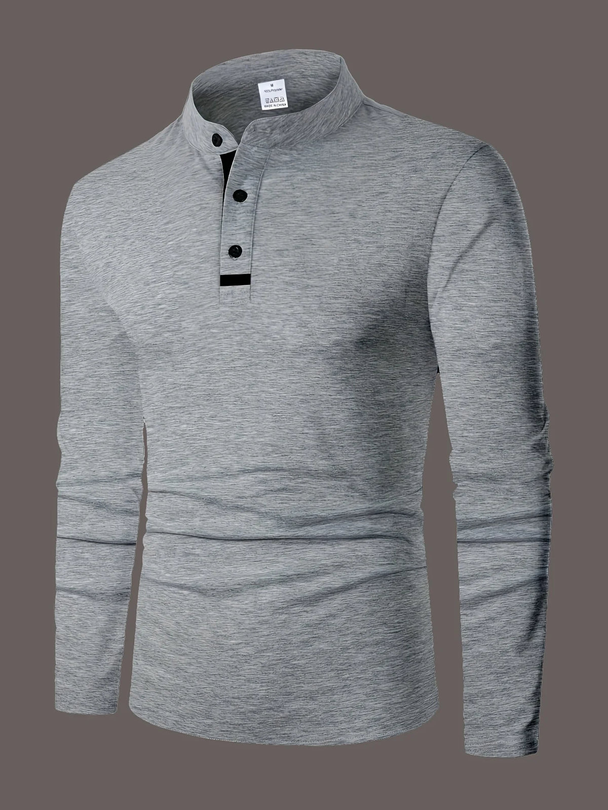 Un polo élégant à col rond pour hommes, uni épissé, adapté à porter à la maison en été, automne et hiver