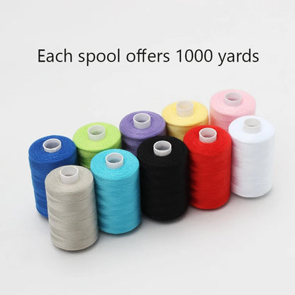 Fil à coudre - 10 fils en polyester pour machine à coudre, quilting et à coudre à la main - Ensemble de 1000 yds par bobine