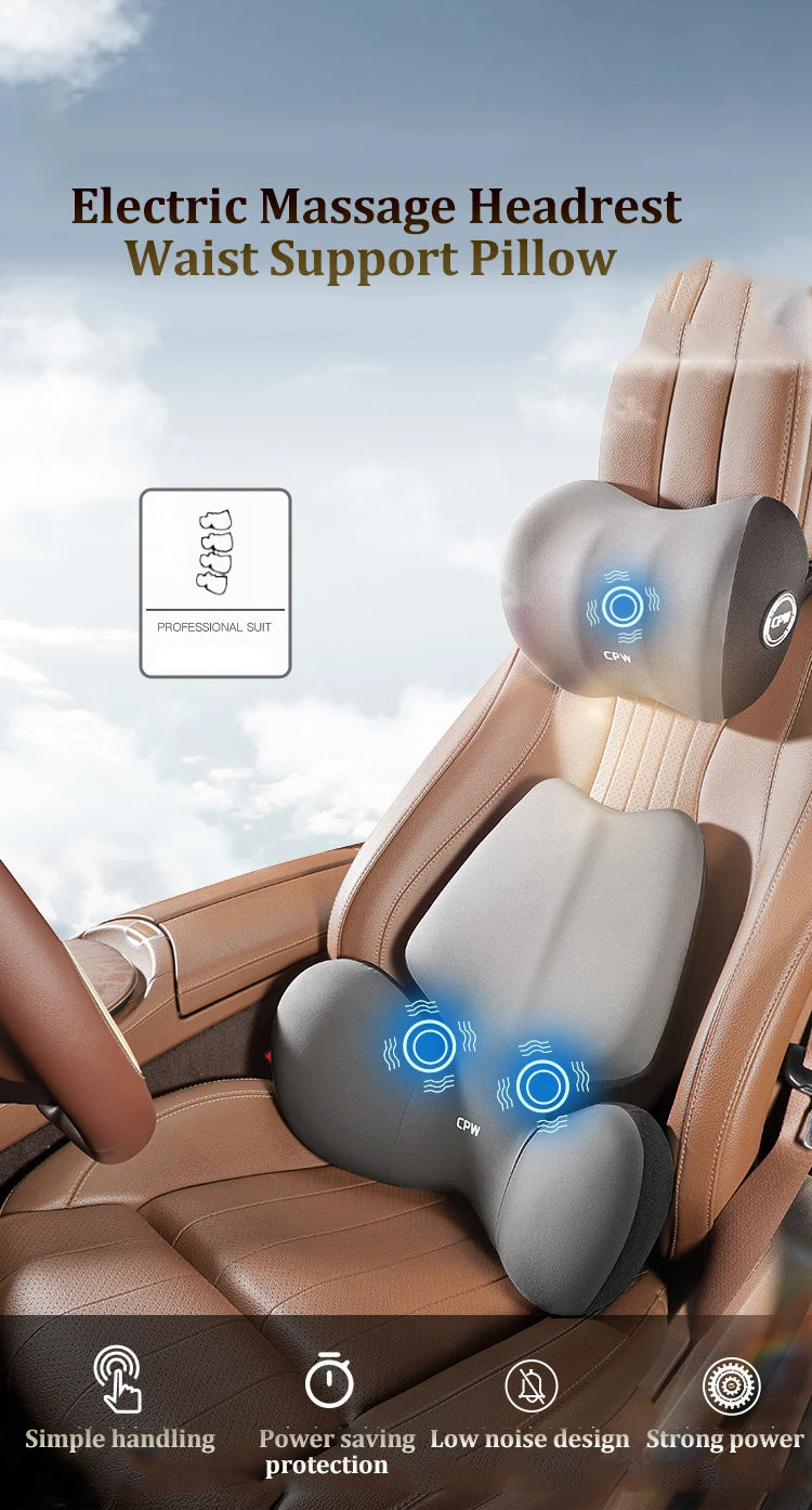 Coussin de dossier électrique pour siège de voiture, massage, sauna, soutien lombaire, vibration de la taille, oreiller cervical, accessoires intérieurs