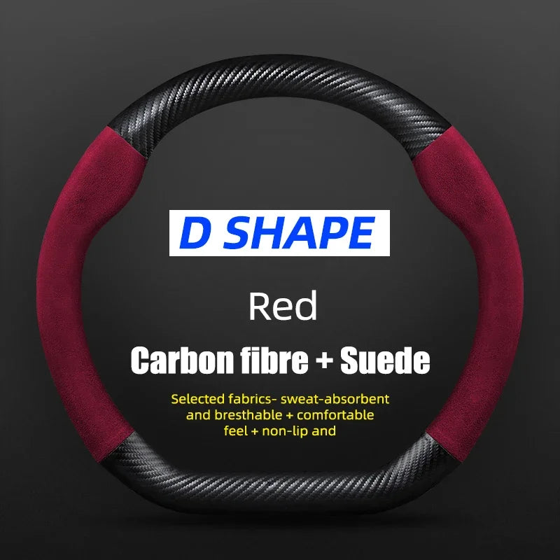Juste de volant en cuir véritable pour Volkswagen, fibre de carbone, compatible avec VW CC Polo Bora Golf Jetta Lavida Lamando Magotan Passat