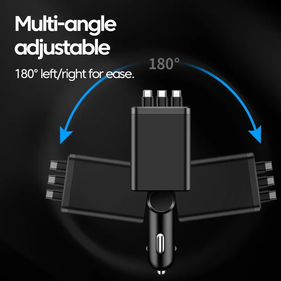 Chargeur de voiture 150W PD30W, adaptateur allume-cigare de voiture, affichage de la tension avec câble rétractable, chargeur rapide 22.5W pour IOS Android