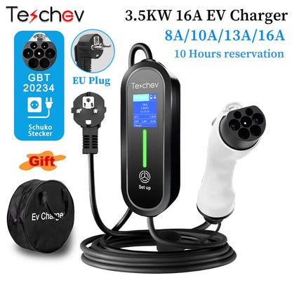 Chargeur EV Portable Type2 IEC 62196 / GB/T, connecteur 3,5 kw 16a, 1 Phase, Station de charge murale pour véhicule électrique